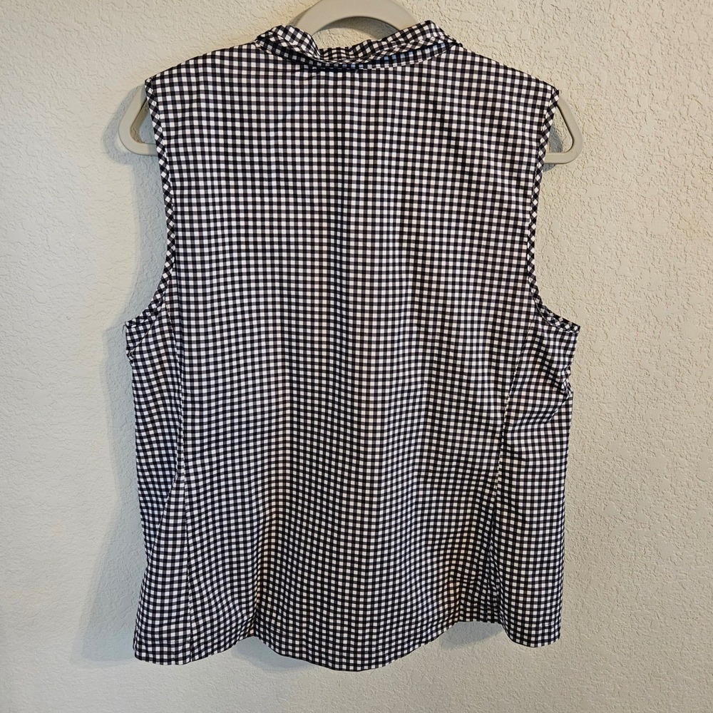 Talbots Womens Black White Gingham Terry Lined Full Zip Vest LK4907 Size Medium - Picture 2 of 7